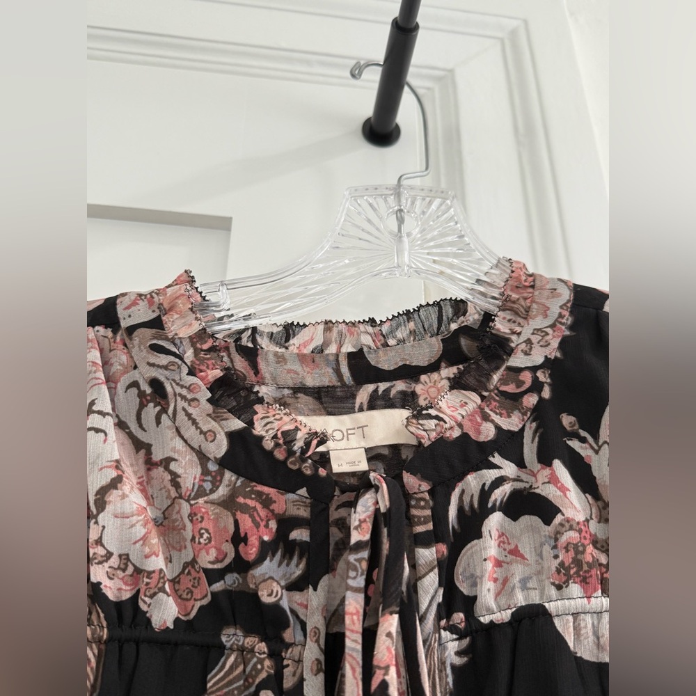 Loft Black Oversized Patterned Long Puff Sleeve D… - image 8